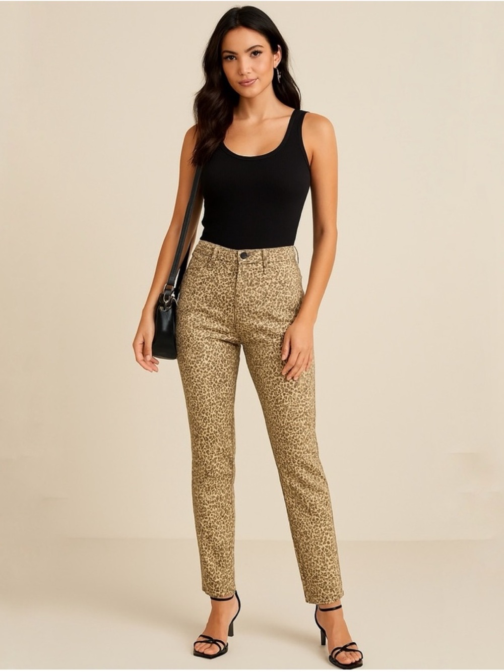 NWT Olsen Safari Allure Mona High Waisted Slim Straight Jeans Leopard Print